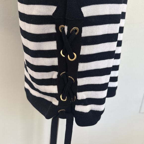 $755🔥Sonia Rykiel Paris Striped Dress Size M Long Sleeve Knee Length NWT - Picture 5 of 10